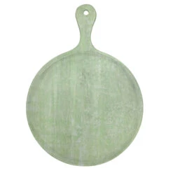 Chef Inox Mangowood Serving Board Round With Handle 570x780x35mm Green