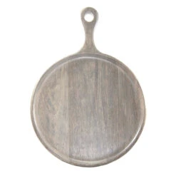 Chef Inox Mangowood Serving Board Round With Handle 250x350x15mm Grey