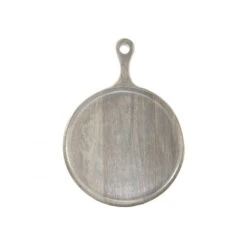 Chef Inox Mangowood Serving Board Round With Handle 300x400x15mm Grey