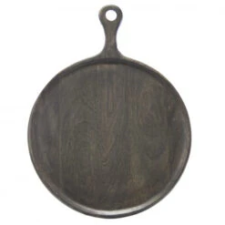 Chef Inox Mangowood Serving Board Round With Handle 300x400x15mm Dark