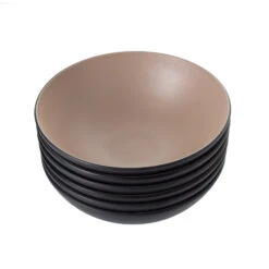 Coucou Melamine Serving Bowl 21.2cm - Beige & Black (Box Of 6)