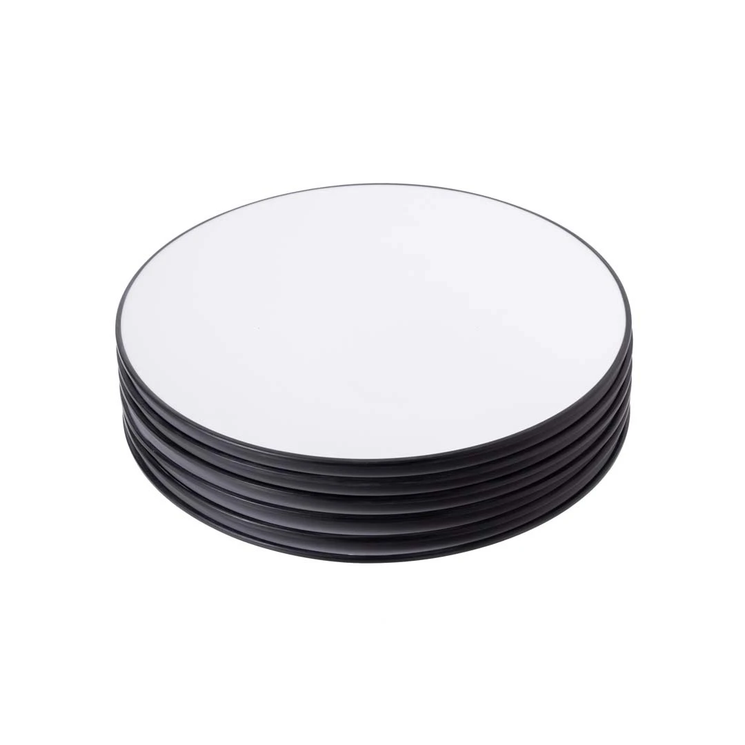 Coucou Melamine Side Plate 20.5cm - White & Black (Box Of 6) 3 Coucou Melamine Side Plate 20.5cm - White & Black (Box Of 6)