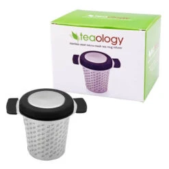 Pasabahce Teaology Stainless Steel Micromesh Tea Mug Infuser W/ Lid - Black