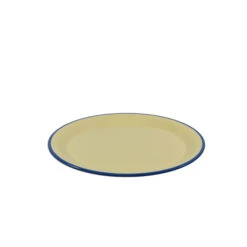 Jab Vintage Yellow/Blue Rim Enamel Look Round Melamine Plate 190mm (Box Of 6)