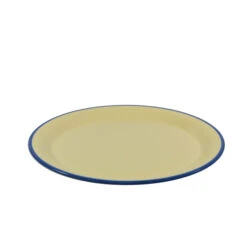 Jab Vintage Yellow/Blue Rim Enamel Look Round Melamine Plate 255mm (Box Of 6)