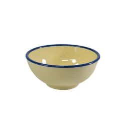 Jab Vintage Yellow/Blue Rim Melamine Enamel Look Round Bowl 175x80mm (Box Of 6)