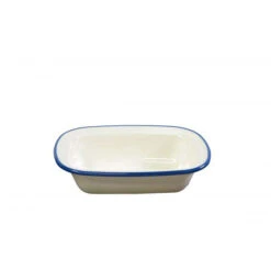 Jab Vintage Cream/Blue Rim Melamine Enamel Look Rect Server 200x145mm (Box Of 6)