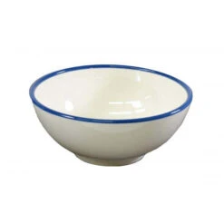 Jab Vintage Cream/Blue Rim Enamel Look Round Melamine Bowl 175x80mm (Box Of 6)