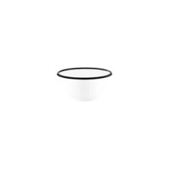 Jab Vintage White/Black Rim Enamel Look Round Melamine Bowl 125x60mm (Box Of 6)