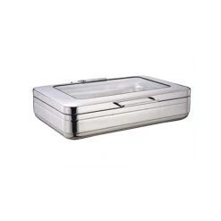 MODA Chef Inox Induction Chafer - 18/8, Rectangular, 1/1 Size With Glass Lid
