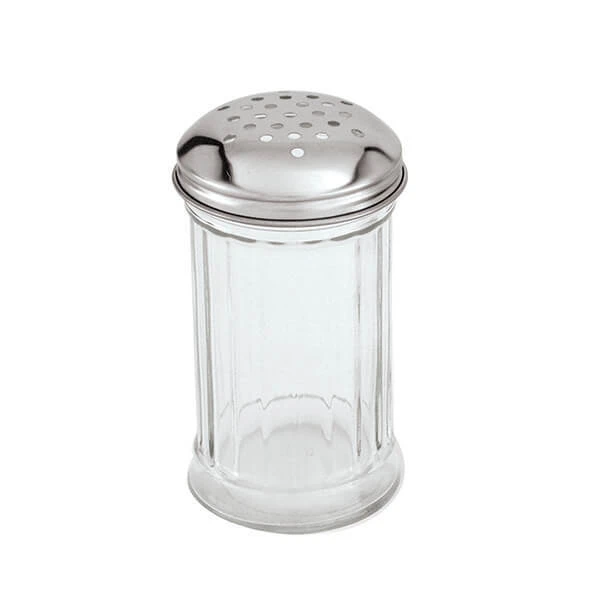 Cheese Shaker 140mm / 335ml Stainless Steel Top / Glass Body (Box Of 24) 3 Cheese Shaker 140mm / 335ml Stainless Steel Top / Glass Body (Box Of 24)