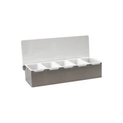 Condiment Dispenser 5 Compartment 385x150x90mm - 18/10 Stainless Steel
