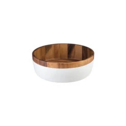 Moda Brooklyn Display Bowl 300 X 100mm Acacia Wood, White Coloured Base