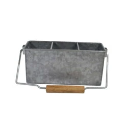 Chef Inox Coney Island - Galvanised 3 Comp Caddy With Handle 250x90x115mm