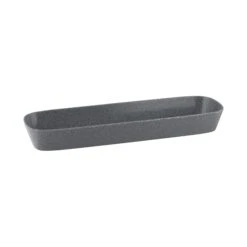 Ryner Melamine Rectangular Dish 2/4 Size, 65mm Deep - Stone Grey (Box Of 3)