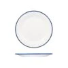 Ryner Melamine Evoke Round Plate - Wide Rim White With Blue Rim 270mm - Box Of 12