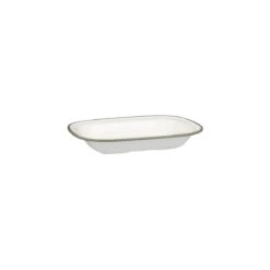 Ryner Melamine Evoke Rectangular Dish White With Grey Rim 200x145x40mm / 400ml - Box Of 12