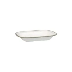 Ryner Melamine Evoke Rectangular Dish White With Grey Rim 230x175x40mm / 580ml - Box Of 12