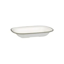 Ryner Melamine Evoke Rectangular Dish White With Grey Rim 270x200x42mm / 900ml - Box Of 12