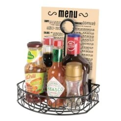 Olympia Black Wire Condiment Holder With Clip Back For Menus 230(h)x215(w)155mm -Tableware Series Store CN851 1